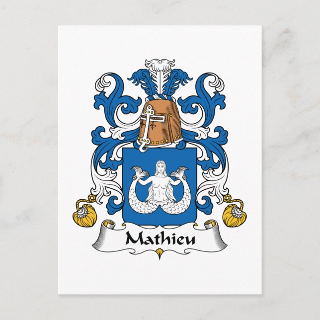 Carte Postale Crest de la famille Mathieu (Devant)