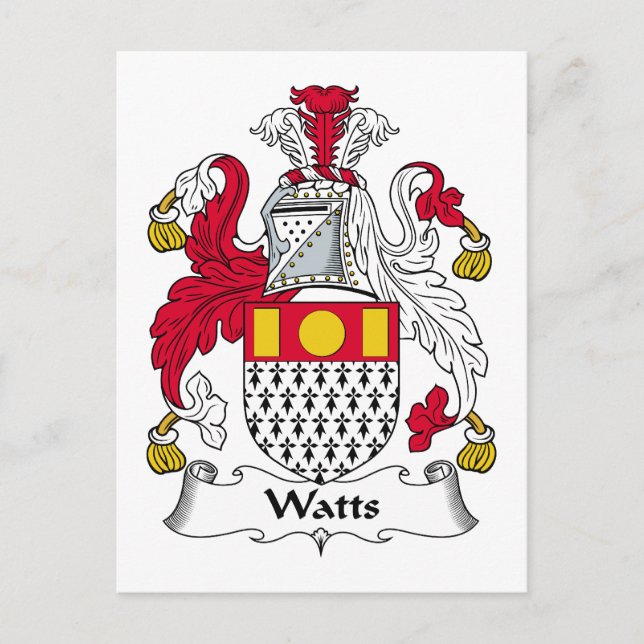 Carte Postale Crest de la famille Watts (Devant)