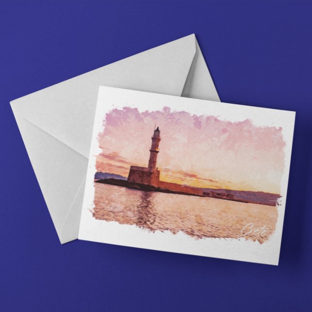 Carte Postale Crete Greece Oil Paint Sunset Art (Crete Greece Oil Paint Sunset Art Postcard)