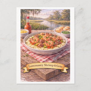 Carte Postale Crevettes et gruau de Lowcountry (Série de cuisine