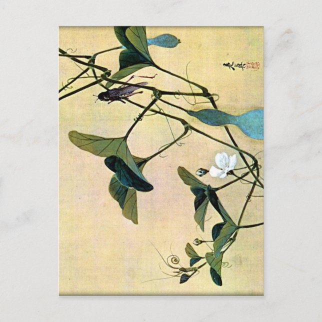 Carte Postale Cricket sur une vigne Bois japonais Art Ukiyo-E (Devant)
