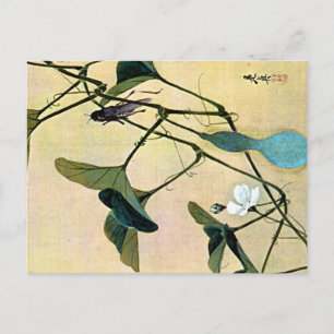 Carte Postale Cricket sur une vigne Bois japonais Art Ukiyo-E