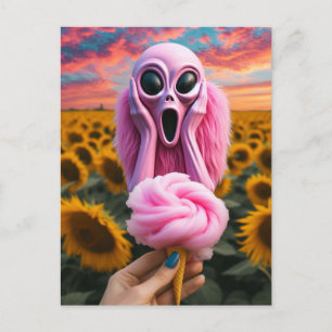 Carte Postale Cries d'Aliens roses dans le champ de tournesol Va