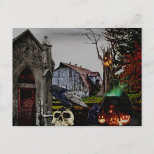 Carte Postale *~* Cristal Corbeau crâne HALLOWEEN