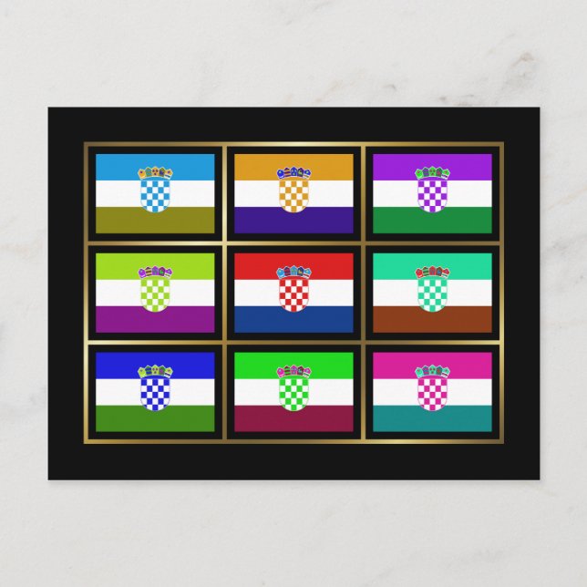 Carte postale Croate Multihue Flags (Devant)