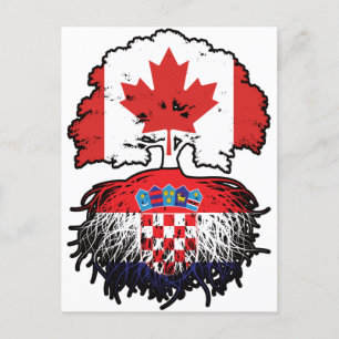 Carte Postale Croatie Drapeau canadien croate des racines d'arbr