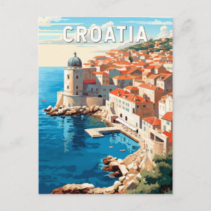 Carte Postale Croatie Dubrovnik Travel Art Vintage