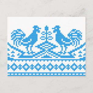 Carte Postale Crochet bleu Roosters