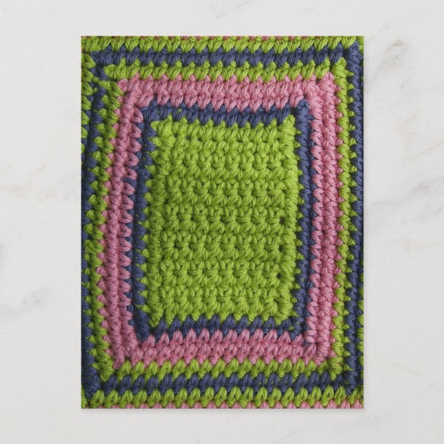 Carte Postale Crochet bleu, vert, rose (Devant)