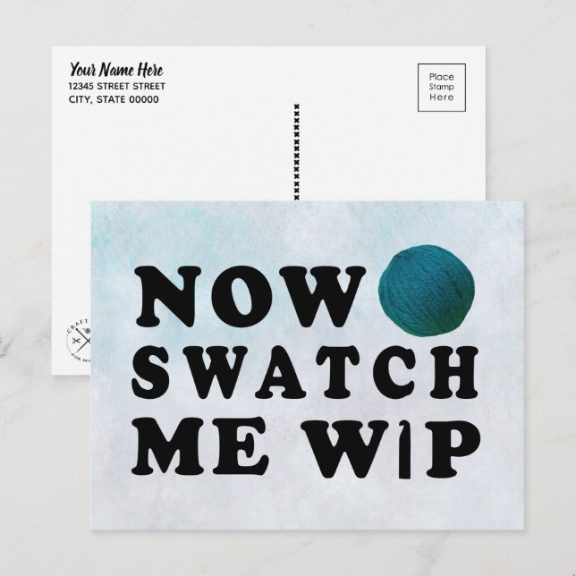 Carte Postale Crochet de travail M'observer Artisanat Turquoise  (Devant / Derrière)