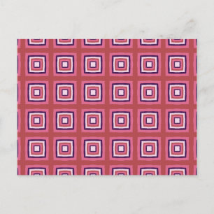 Carte Postale Crochet Granny Blanches Carré - Rose violet blanc