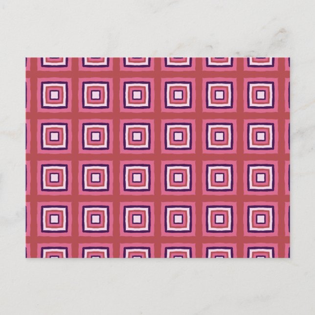 Carte Postale Crochet Granny Blanches Carré - Rose violet blanc (Devant)