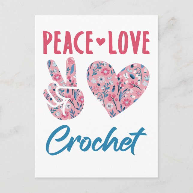Carte Postale Crochet Peace Love (Devant)