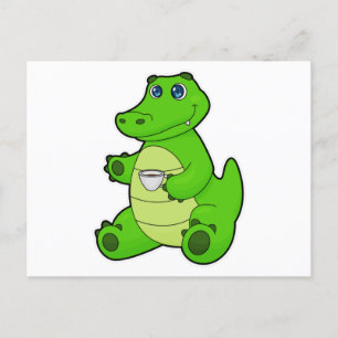 Carte Postale Crocodile avec Coupe de Café