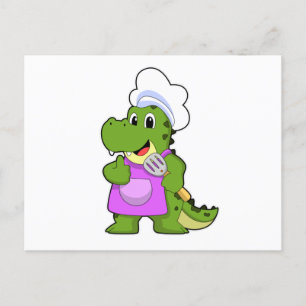 Carte Postale Crocodile cuisinier avec spatule