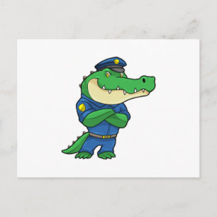 Carte Postale Crocodile en tant qu'officier de police en uniform