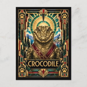 Carte Postale Crocodile, faune Art déco