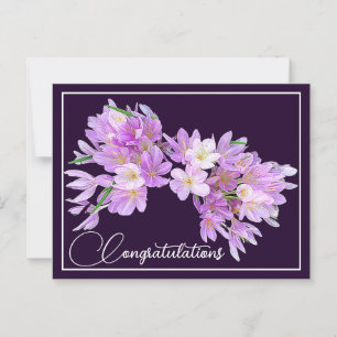Carte Postale Crocus rose/violet Fond violet Félicitations