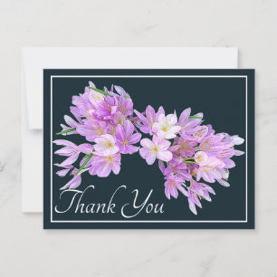 Carte Postale Crocus roses et violets Gris Arrière-plan Merci