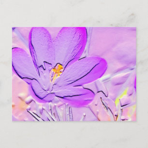 Carte Postale Crocus violet embouti