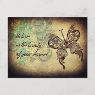 Carte Postale Croire le papillon de citation