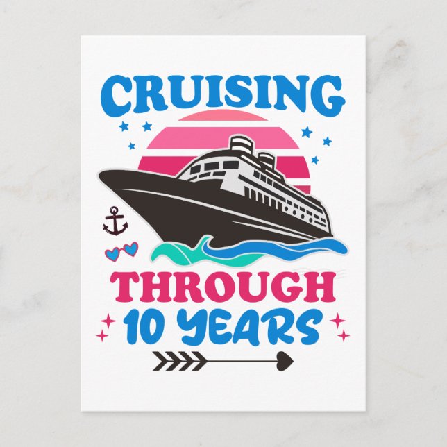 Carte Postale Croisière pour 10 ans de mariage (Devant)