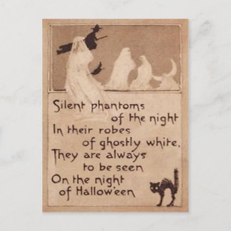 Carte Postale Croissant de lune de chat noir de sorcière de