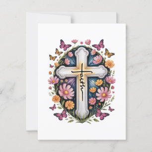 Carte Postale Croix de Foi Florale