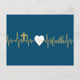 Carte Postale Croix d'or, Coeur, Foi Coeur