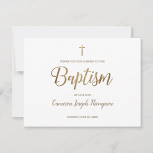 Carte Postale Croix en or simple blanche pour un bébé garçon rem