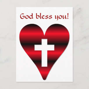 Carte Postale Croix et coeur #3 ( Croix dans le coeur rouge )