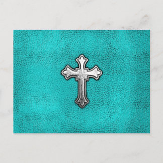 Carte Postale Croix métallique turquoise