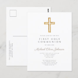 Carte Postale Croix religieuse moderne garçon première communion