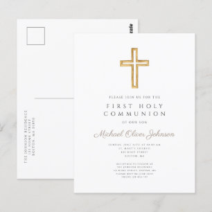 Carte Postale Croix religieuse moderne garçon première communion