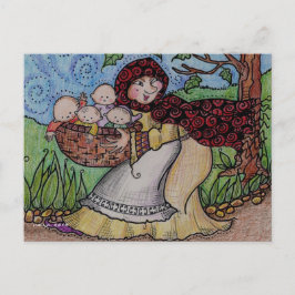 Carte Postale Crone de vol pour bébés ukrainien Folk Art