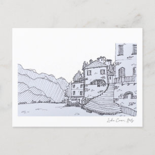 Carte Postale Croquis à la main du lac de Côme 