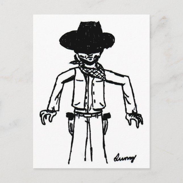 Carte postale Croquis Cowboy (Devant)