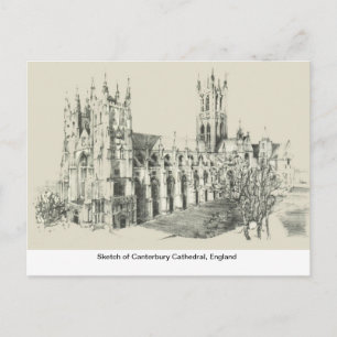 Carte Postale Croquis de la cathédrale de Canterbury, Angleterre
