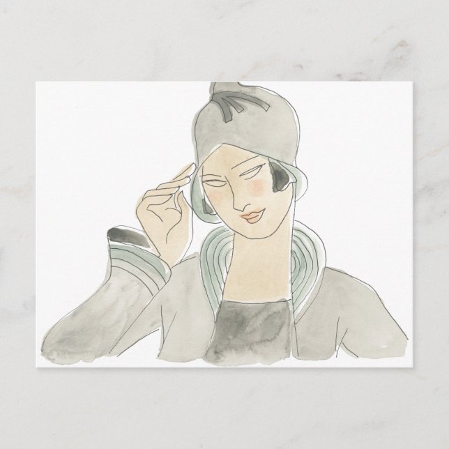 Carte Postale Croquis de mode Flapper (Devant)