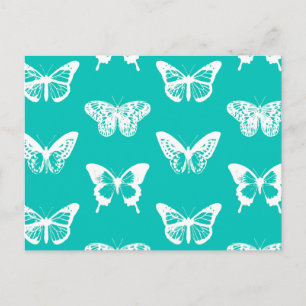 Carte Postale Croquis de papillon, bleu turquoise et blanc