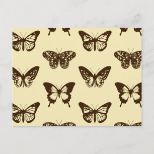 Carte Postale Croquis de papillon, chocolat sur beige