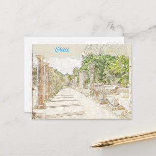 Carte Postale Croquis de ruines en Olympia antique, Elis, Grèce