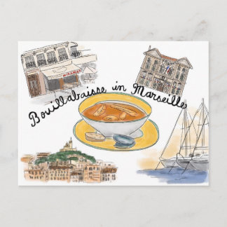 Carte postale Croquis de voyage : Bouillabaisse à