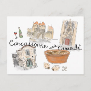 Carte postale Croquis de voyage : Cassoulet à Carc