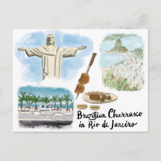 Carte postale Croquis de voyage : Churrasco - Rio 