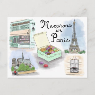 Carte postale Croquis de voyage : Macarons à Paris