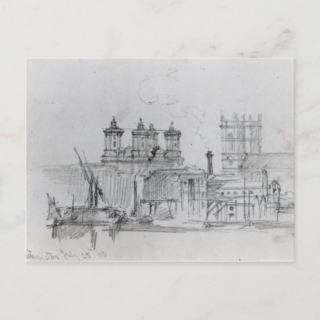 Carte Postale Croquis de Westminster, 1860 (Devant)