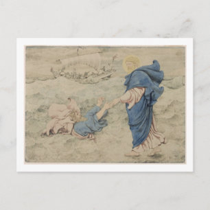 Carte Postale Croquis du Christ marchant sur l'eau (avec papier)