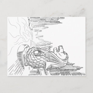Carte Postale Croquis du site touristique de Singapour - Merlion