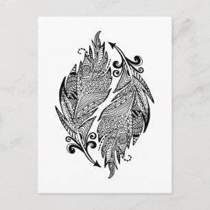 Carte Postale Croquis Inspiré Des Plumes